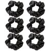 OTYOU 6 Pack Shiny Polka Dots Metallic Hair Scrunchies Rich Tones Scrunchy Bobbles Elastic Hair Ties Hair Accessories for Performance,Dance,Cheer,Party Favors (Black)