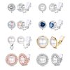 sailimue 8 Pairs Clip Earrings Sets for Women Fashion Cubic Zirconia CZ Crystal Freshwater Pearl Earrings Hypoallergenic Non Pierced Clip on Earrings Jewelry