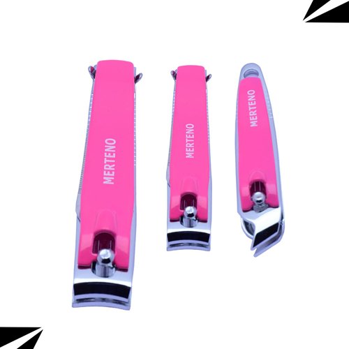 Professional Nail Clippers Set 3 Pack Premium Sharp Stainless Steel Fingernail & Toenail Clippers with Sturdy Travel Tin Case, Professional Manicure Kit Fingernail Tools for Nail Care (Pink/Silver)
