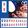 IDDFEVE 4th of July Press on Nails, Medium Square Independence Day Red&Blue Star Nails Designs Artificial Acrylic Holiday Nail Decorations for Women