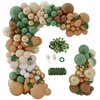 iLaFm 142PCS Sage Green Brown Balloon Garland Kit Jungle Safari Wild Woodland Balloon Arch Olive Green Gold Coffee Cocoa Balloons for Wedding Birthday Shower Party Decorations