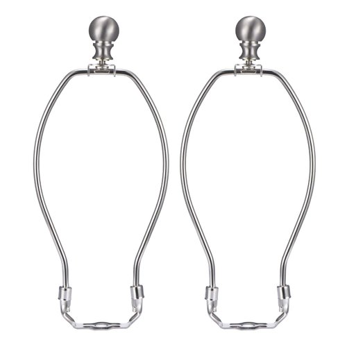 Canomo 8 Inch Nickel Lamp Harp with Finial and Detachable Saddle Base Lampshade Holder Bracket for Table and Floor Lamp, 2 Sets