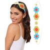 AWAYTR Crochet Headbands for Women Hippie Headband Bandana Tie-Back Knit Headband for Girls Wide Head Bands Floral Crochet Headwrap (Blue + Green)