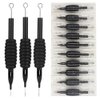 Autdor Tattoo Needles and Tubes Combo - 20Pcs Disposable Tattoo Tubes with Matching Mixed Tattoo Needles 3RL 5RL 7RL 9RL 5RS 7RS 9RS 5M1 7M1 9M1 for Tattoo Supplies Tattoo Machine (Black+Black-20pcs)