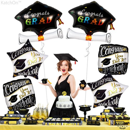 KatchOn, Congrats Grad Graduation Balloons 2024 - Big 22 Inch, Pack of 6 | Congratulations Balloons, Graduation Decorations Class of 2024 | Graduation Foil Balloons, Graduation Party Decorations 2024