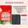 French Tip Christmas Press on Nails Short Square Fake Nails Black Red Santa's Hat Acrylic Glue on Nails Full Cover Short Christmas Stick on Nails Winter Holiday Artificial Nails for Women, 24Pcs