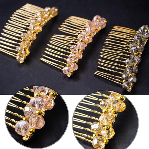 Nudurom Sparkling Crystal Pearl Braided Hair Comb Clips 6 Pack,Decorative Hair Combs For Women Accessories,French Metal Hair Comb Teeth,Peinetas Para Cabello De Mujer,Hair Side Combs For Mother Bride