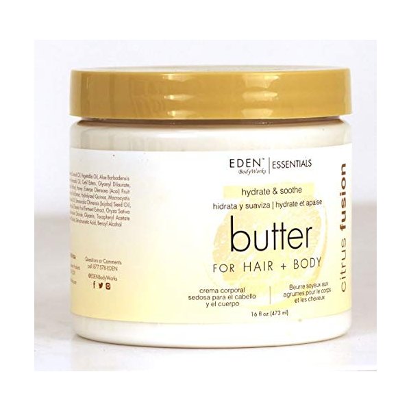 Eden Bodyworks Citrus Fusion Hair + Body Butter 16Oz (Pack of 2)