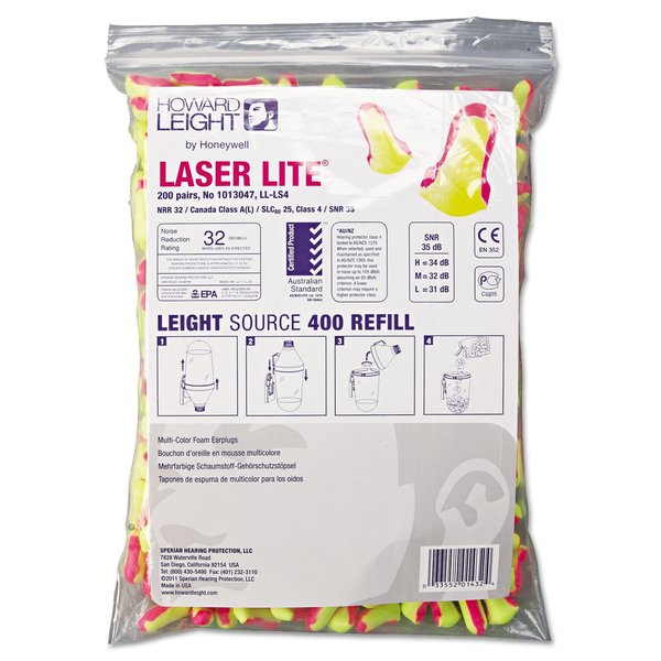 HOWARD LEIGHT BY HONEYWELL LL-LS4 Ear Plugs,32dB,W/o Cord,Univ,PK200