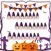 TBRZTR Halloween Press on Nails Almond Medium Nails Purple French False Nails Bat Design Halloween Nail Artificial Acrylic Nails Full Cover Reusable Coffin Nails Halloween Glue on Nails for Women