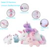 16 Inch Soft Unicorn Stuffed Animals PlaySet Cuddle Plush Mommy Unicorn with 4 Baby Unicorn Rainbow Flying Unicorn Plush Pillow Toy with Wings for Kids and Lovers
