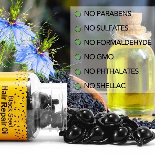 RTBYUE Black Seed Oil Capsules, 40 Softgels, Organic Turkish Black Cumin Nigella Sativa Seed Oil, Premium Cold Pressed Black Cumin Seed Oil, Hair Treatment Serum Oil Capsules (Black Seed Oil)