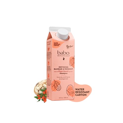 Babo Botanicals Defining Baobab & Rosehip Shampoo – For extra dry, curly hair – Smooth & Define – Passion Fruit Ferment for scalp – Water-Resistant Carton w. 80% Less Plastic – Vegan