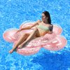 HeySplash Inflatable Swim Rings with Glitter, Flower Shaped Summer Swimming Pool Float Loungers Tube Ring Floatie, Water Fun Beach Party Toys for Kids - Rose Gold