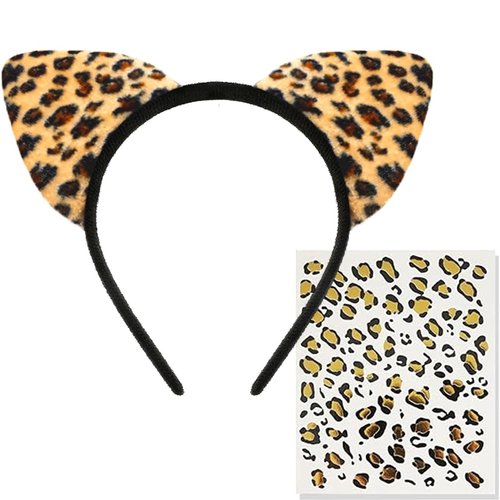 LIONSOUL Cheetah Ears Headband for Women Leopard Cheetah Print Birthday Party Decorations Supplies