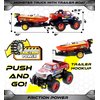 Mozlly Monster Truck Toys Set with Trailer Toy Boat - Friction Powered Hauling Truck and Trailer Toy, Big Toy Monster Truck with Boat, Adventure Truck Pulling Boat Toy Monster Trucks for Kids - 9 Inch