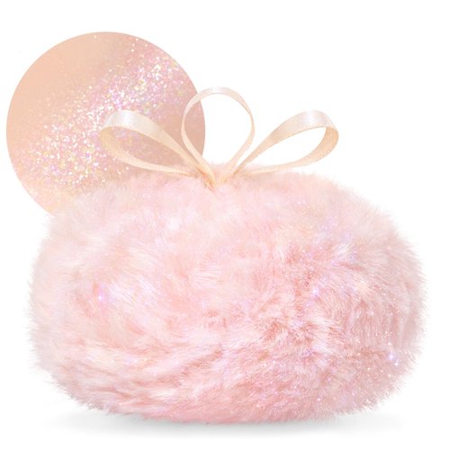 Noerrors Body Glitter Powder Puff Body Shimmer Powder Plush Peach Ball Loose Highlighter Patting Powder High Gloss Shine Bright Illuminator Glossy Diamond Glow Sparkle Makeup for Body Face Hair