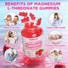 Pack of 2 Magnesium L-Threonate Gummies, Suagr-Free 1000MG Magnesium Threonate Supplement for Kids & Adults, Muscle & Nervous System Support, Raspberry Flavor, 60 Count