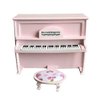 Dollhouse Grand Piano Model with Stool 1:12 Scale Miniature Musical Instrument Desk Ornaments Gift Wooden Elegant Mini House Decoration Artificial House Furniture Accessories (Pink)