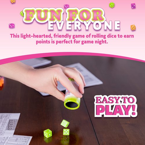 Continuum Games Retro Bunco Game Kit Party Box for Ladies Night 2-12 Players 3 Sets of Bunco Dice, Bell, and Score Pad for Game Night