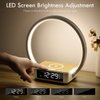 WILIT Bedside Table Lamp, Touch Lamp with Alarm Clock with Wireless Charging Wake-up Light, LED Desk Lamp 3-Grade Dimmable Nightstand Light for Bedroom, Living Room, Office