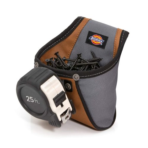 Dickies Rigid Nail/Screw Work Pouch with Tape Measure Clip, Universal-fit Steel Clip for Tool Belt, Riveted Seams Built to Last