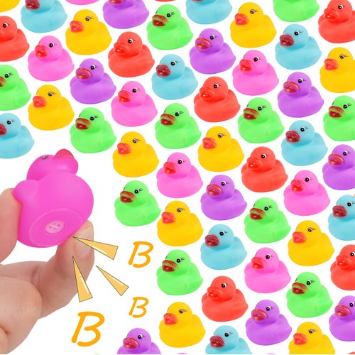 54-Pack Mini Rubber Ducks Set, Mini Colorful Rubber Duckies Bath Toy for Child,Float & Squeak Tiny Ducks Pool Toy Set for Kids Party Favors,Birthday Party Supplies,Prize Rewards
