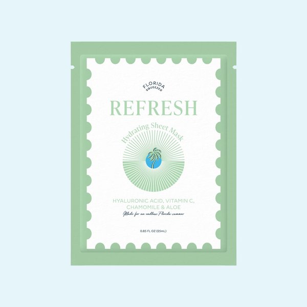 Florida Squeezed Refresh Hydrating Sheet Mask | With Hyaluronic Acid, Vitamin C, Chamomile and Aloe | 0.85 fl oz