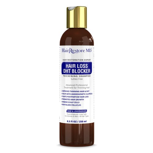 Hair Loss DHT Blocker Shampoo with Sage & Lemongrass, Biotin Volumizing Caffeine Shampoo for Hair Regrowth and Thickness, Sulfate-Free for Men & Women
