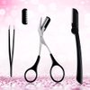XUJINCN3-in-1 Eyebrow Scissors Kit，Eye Brow Cutter for Women，Eyebrow Grooming kit Specially Designed for Women，Include；Eyebrow Scissors with Comb, Hair Removal Tweezers, Facial Eyebrow Razor（Black)