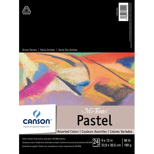 Canson Artist Series Mi-Teintes Pastel Paper, Assorted Colors, Foldover Pad, 9x12 inches, 24 Sheets (98lb/160g) - Artist Paper for Adults and Students