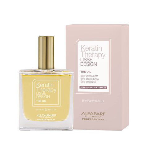 Alfaparf Milano Lisse Design Keratin Therapy Hair Oil - Hair Heat Protectant Oil for Frizz Control - Infused with Babassu Oil + Keratin for Added Softness and Shine – Protects and Smooths (1.69oz)