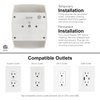 GE 6-Outlet Extender Wall Tap, Grounded Adapter, Outlet Splitter, Charging Station, 3-Prong, Secure Install, UL Listed, White, 54947