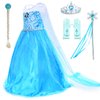 Party Chili Princess Costumes Birthday Party Dress Up for Little Girls with Wig,Crown,Mace,Gloves Accessories 4T 5T (120cm)
