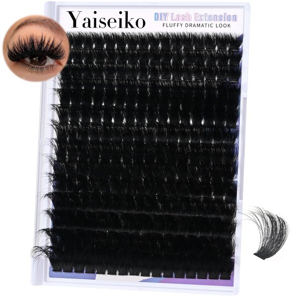 Fluffy Lash Clusters 300D Thick Long 12-25mm Volume Cluster Eyelash Extensions 224Pcs Wispy Individual Lashes D Curl Waterproof Eyelash Clusters Soft False Eyelashes DIY at Home, by Yaiseiko