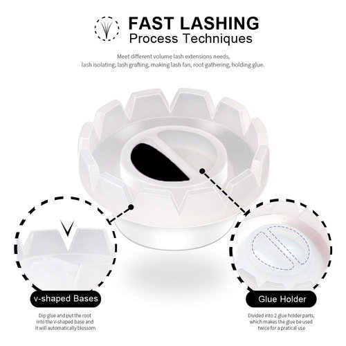 COOSKIN 100pcs Pigment eyelash glue holder eyelash supply holder for Eyelash Grafting,Quick Fan Blossom(without ring)