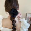 Black Flower hair Tie Spiral Telephone Wire Hair Band Elastic Ponytail Holder Hair Accessories for Women Girls