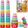 Wanonoo Stacking Cups Baby Toy Set, Stacking Toys for Toddlers 1-3 Stackable Blocks Nesting Game Montessori Developmental Toys Babies 6-12 12-18 Month, 1 Year Old Girl Christmas Stocking Stuffer Gifts
