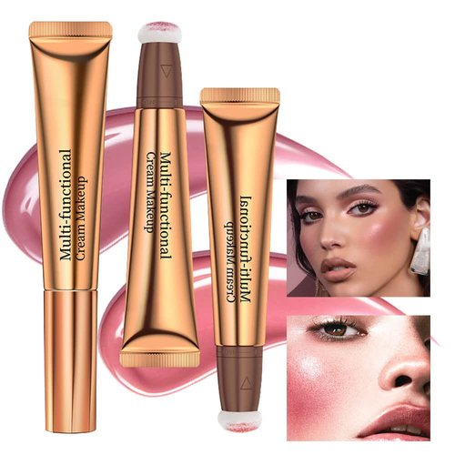 BINGBRUSH 2 PCS Liquid Matte Face Blush Beauty Wand,Blush Trimming Stick with Cushion Applicator,Multi-Use Natural Silky Smooth Creamy Liquid Blush Stick for Cheek Lip Makeup ,Cruelty-free (09#&10# blush)