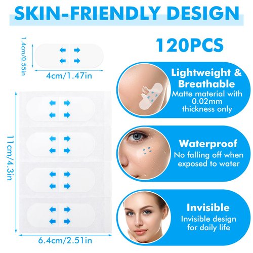 Prasacco 120 Pieces Face Lift Tape, Face Tape Lifting Invisible Makeup Tape Instant Face Lift Neck Tape Facial Tape V Face Make Up Stickers Patch Face Tapes for Lifting Sagging Skin