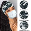 Efdagsad Boho Button Headband Women Wide Mask Hair Band with Button Boho Elastic Sports Headwear Yoga Ear Saver Hair Band Workout Headwrap (B)