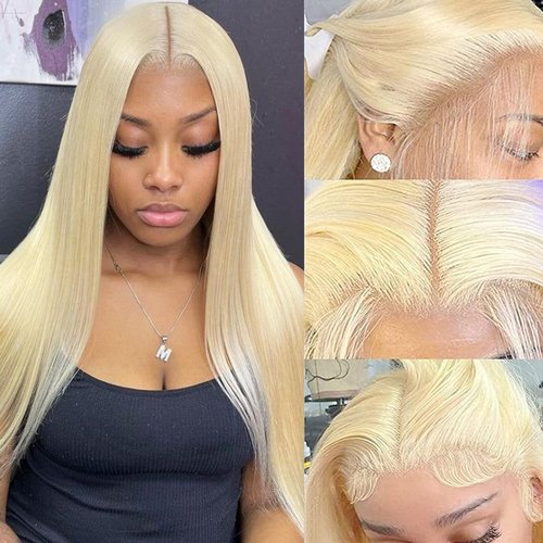 ManeMajesty 613 Blonde Straight Lace Front Wigs Human Hair Pre Plucked Small 13x4 HD Lace Front Glueless Wigs Human Hair 150 Density Lace Front Blonde Wigs with Baby Hair for Black Women 24 Inch