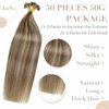 LaaVoo U Tip Hair Extensions Real Human Hair Utip Extensions Human Hair Highlight Ash Brown with Light Blonde Stick Tip Hair Extensions Blonde Pre Bonded Keratin Extensions 18 Inch 50g/50s