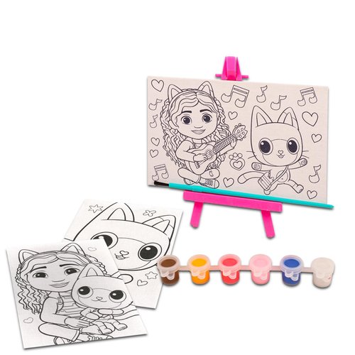 DreamWorks Gabby's Dollhouse Canvas Art Set - Bundle with Gabby's Dollhouse Paint Canvas Set Plus Sticker Activity Book, More | Gabby's Dollhouse Arts and Crafts for Girls