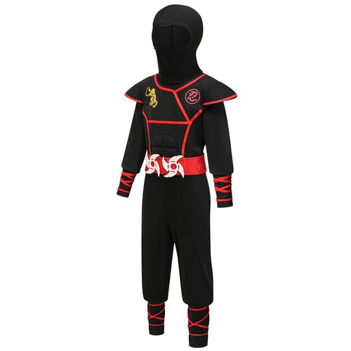 GZ-LAOPAITOU Kids Ninja Costumes for Boys Deluxe Ninja Suit Halloween Cosplay Costumes Party Dress Up with Accessories