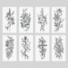Oottati 8 Sheets Arm Waterproof Temporary Tattoos Black Sword Thorns Flower Rose Cross