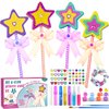 Ambesi Make Your Own Princess Wand Craft Kit, 4PCS Thick Wooden Fairy Wands with Gem Stickers & Ribbons, Art Kits for Toddler, Girls Painting Crafts Birthday Holiday Gifts for Girls Ages 3 4 5 6