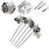 VOCOSTE Women Rhinestone Inlaid Flower Hair Comb Hairpin Hair Accessory Side Comb Clips Rhinestone Head Pieces Gray