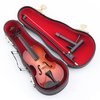 Dselvgvu Wooden Miniature Violin with Stand, Bow and Case Mini Musical Instrument Replica Dollhouse Accessories Model Home Decoration (5.63"x2.05"x0.75")