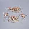 Hair Comb 4 Pcs/Set Elegant Trendy Exquisite Wedding Tiara Hairpins Sweet and Cute Flower Pearl Headpiece Bride Jewelry